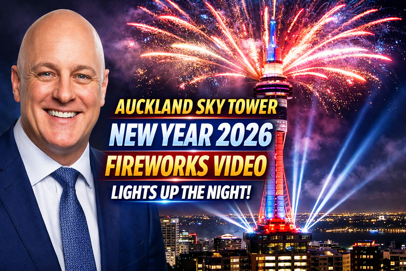 Auckland Sky Tower New Year 2026 Fireworks Video Lights Up the Night